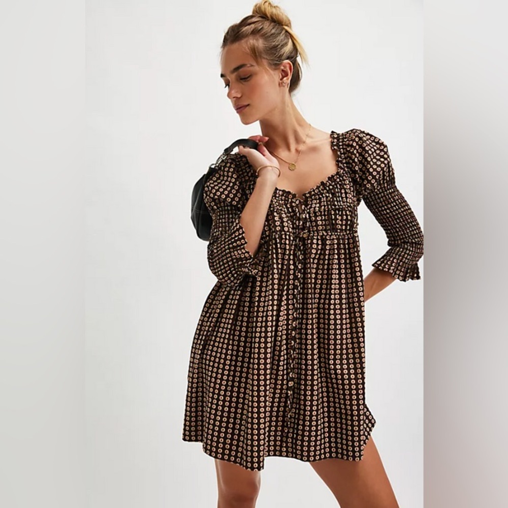 Free People Black Combo Mini Dress